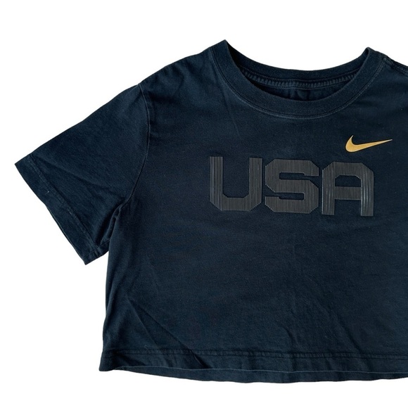 WOMENS NIKE  CROPPED TEE TEAM USA SIZE XS BLACK - Picture 5 of 14